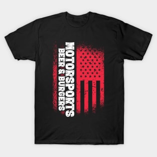 Motorsports Beer And Burgers - US Flag graphic T-Shirt
